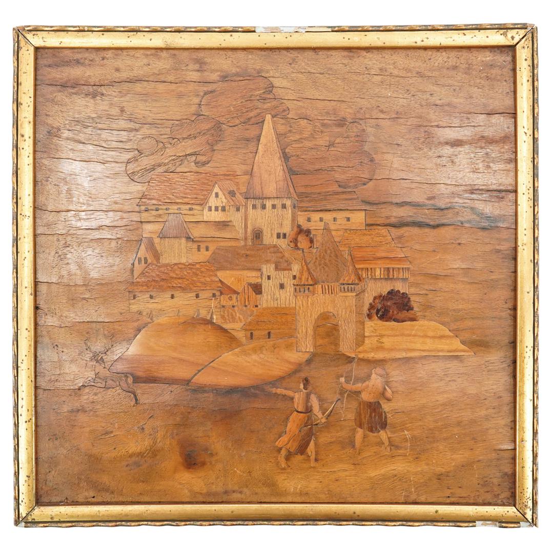 Antique Marquetry Hunting Scene (1 of 4)