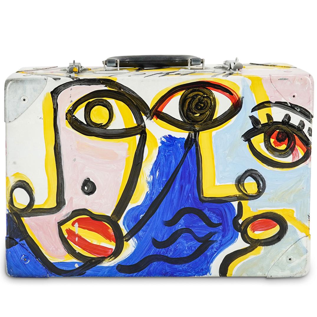 Peter Keil (Germany, 1942) White Hand Painted Suitcase (1 of 8)