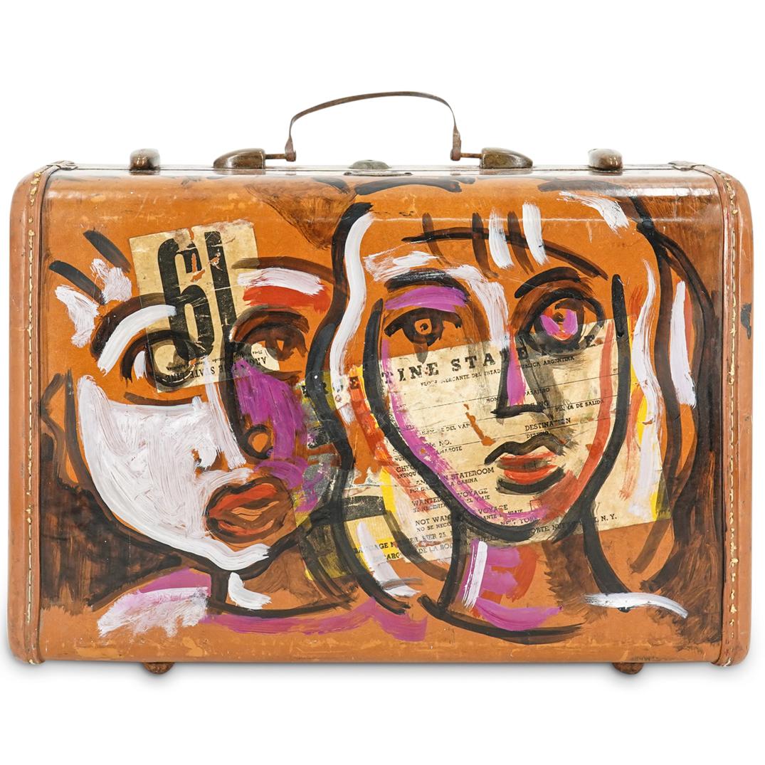 Peter Keil (Germany, 1942) Brown Hand Painted Suitcase (1 of 12)