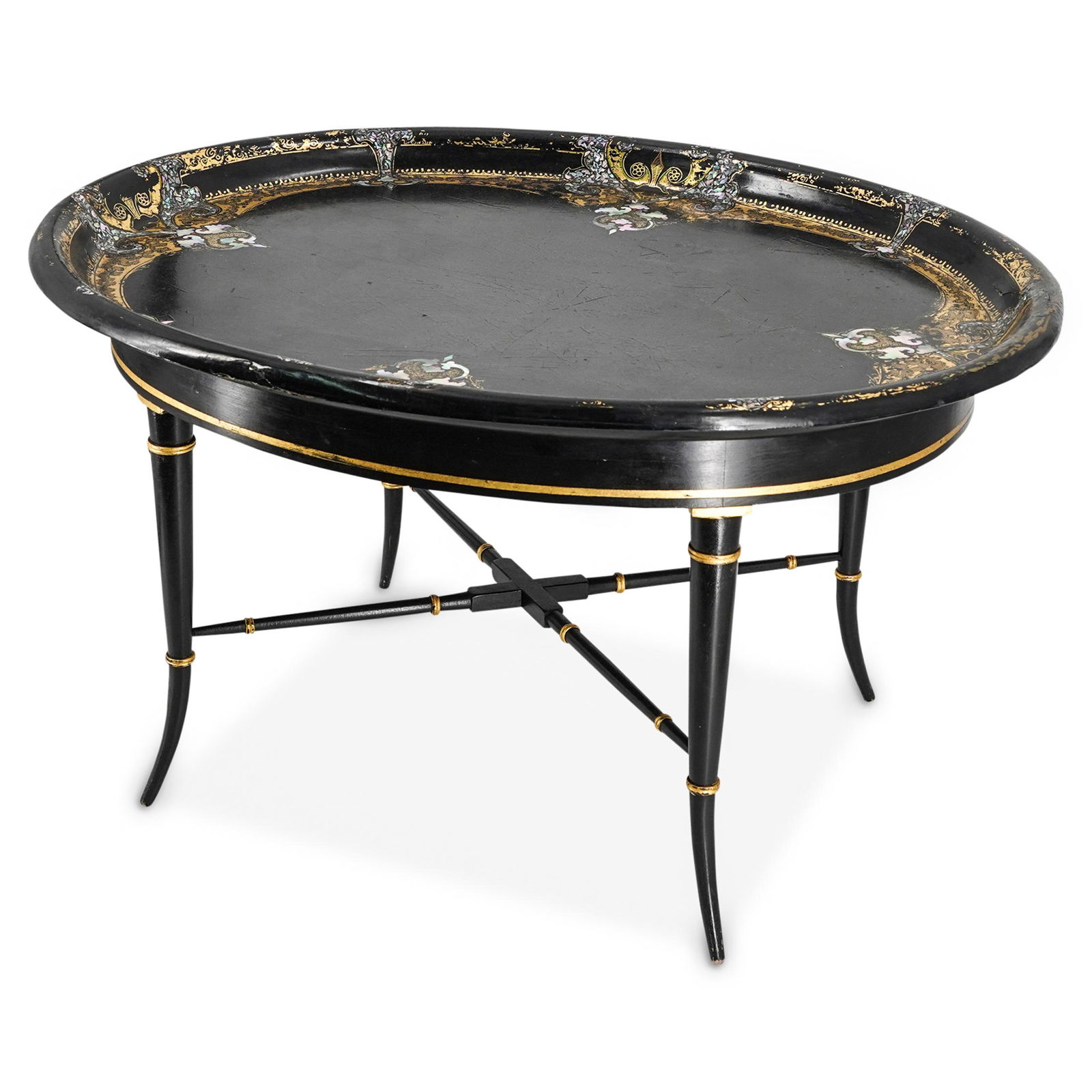 Mother of Pearl Inlay Black Lacquered Coffee Table (1 of 8)
