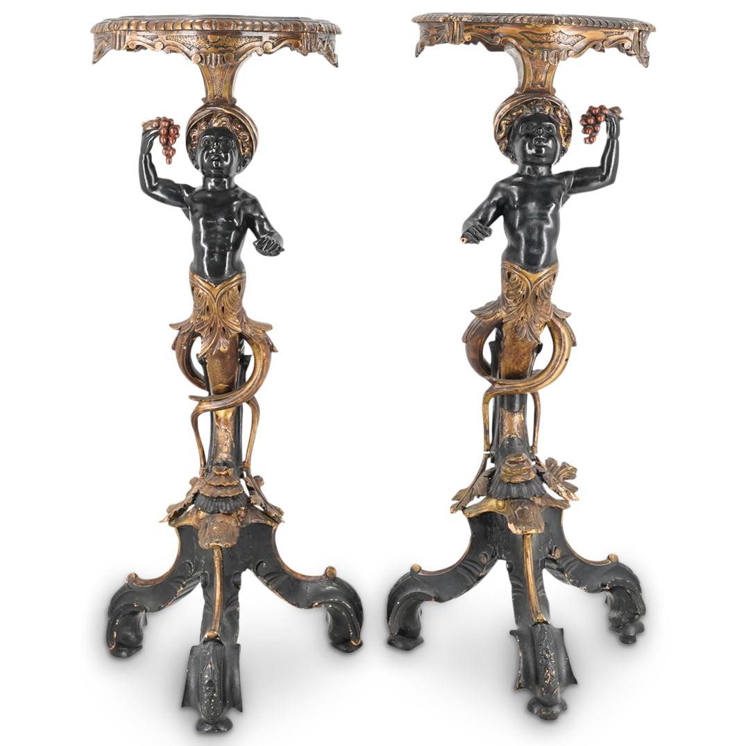 Pair of 19th Cent. Italian Blackamoor Carved Wood Pedestals (1 of 12)