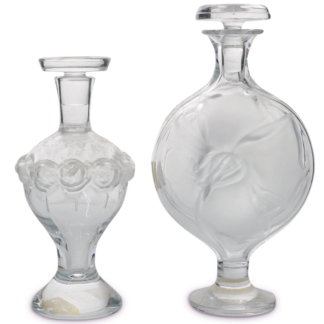 (2 Pc) Lalique Crystal "Moulin Rouge" & "Martine" Perfume Bottles (1 of 7)