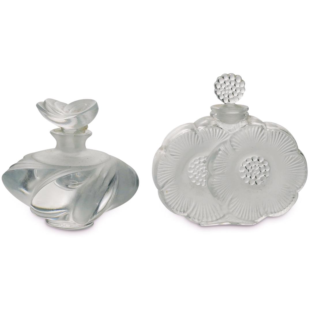(2 Pc) Lalique Crystal "Deux Fleurs" & "Samoa" Perfume Bottles (1 of 6)