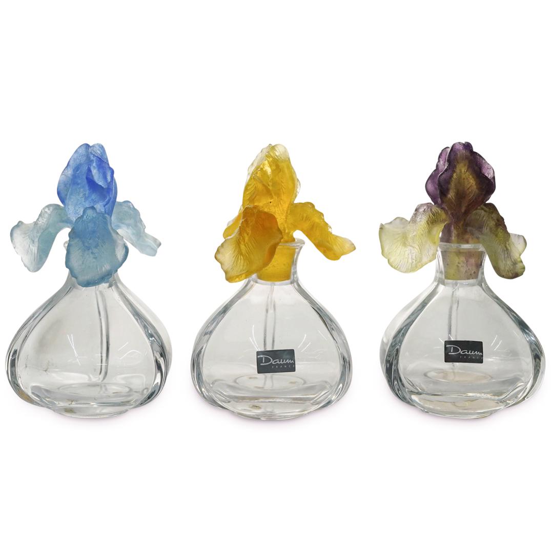 (3 Pc) Daum Crystal Pate de Verre Iris Perfume Bottles (1 of 6)