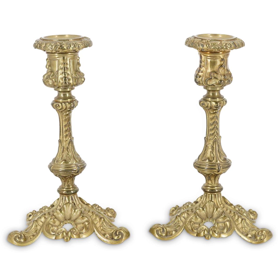 Pair of French Bronze Candlestick Holders (1 of 7)