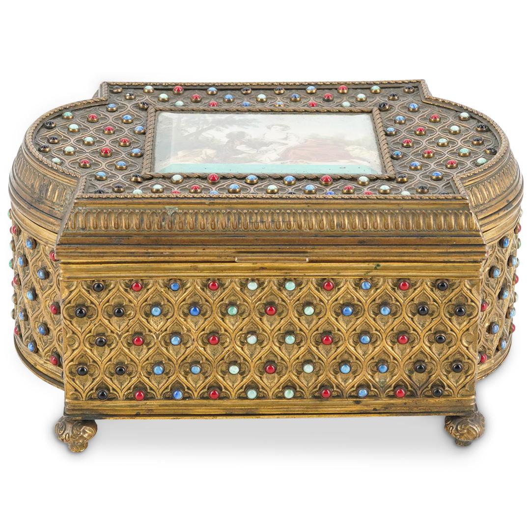 Antique French Bejewelled Bronze Vanity Box (1 of 6)