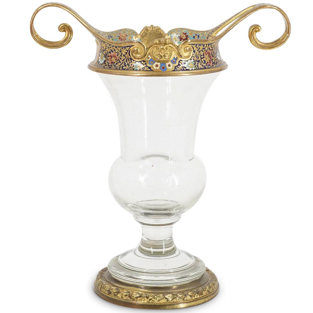 French Champleve Enameled Crystal Vase (1 of 5)