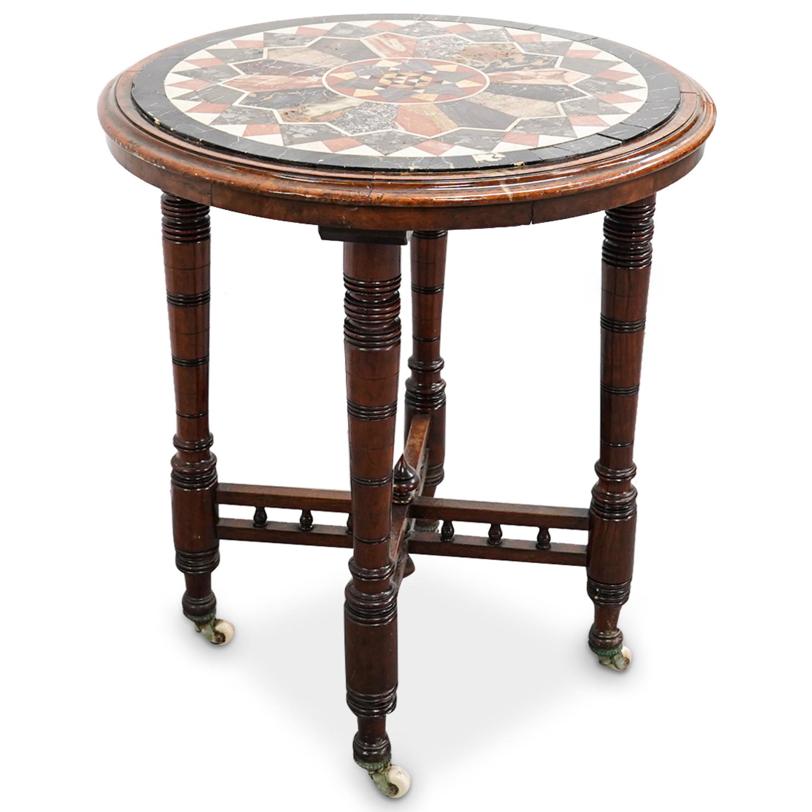 Antique English Table With Stone Inlay (1 of 6)