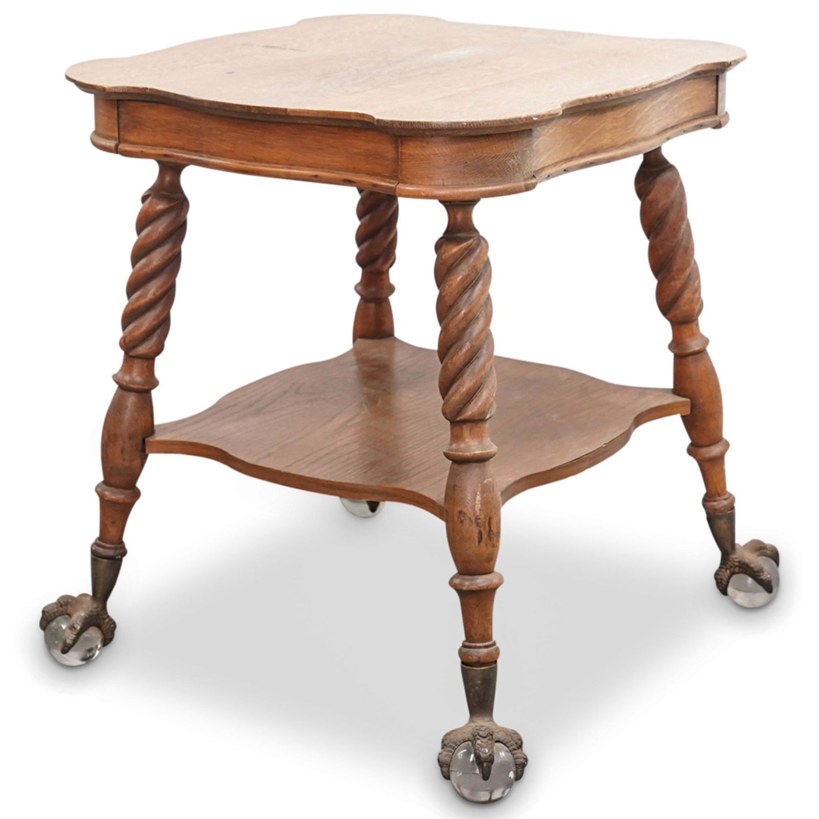 American Glass Ball Claw Wood Table