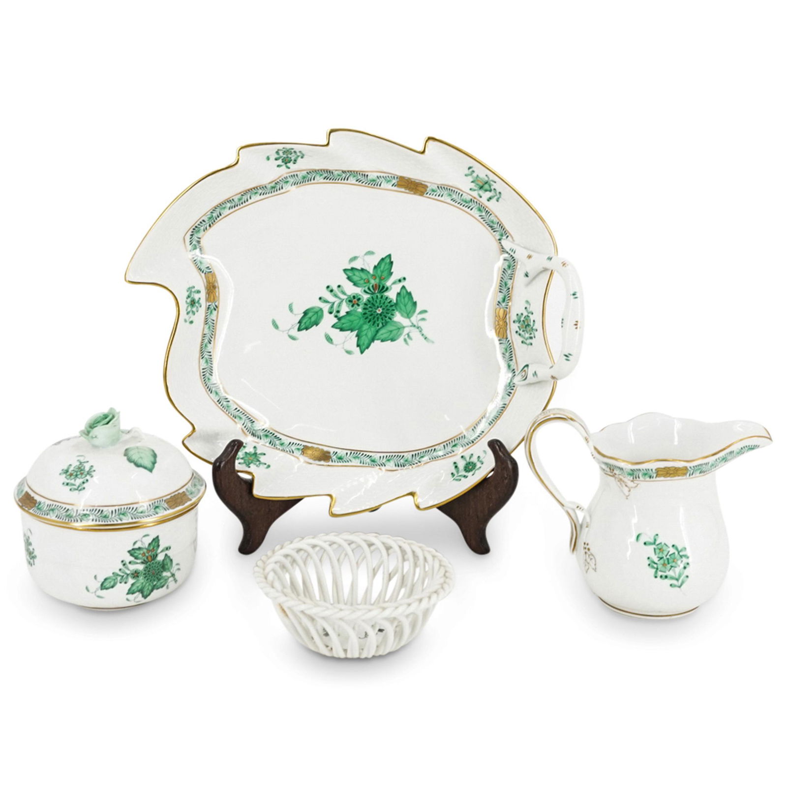 (4 Pc) Herend Porcelain "Chinese Bouquet Green" Grouping Set (1 of 11)