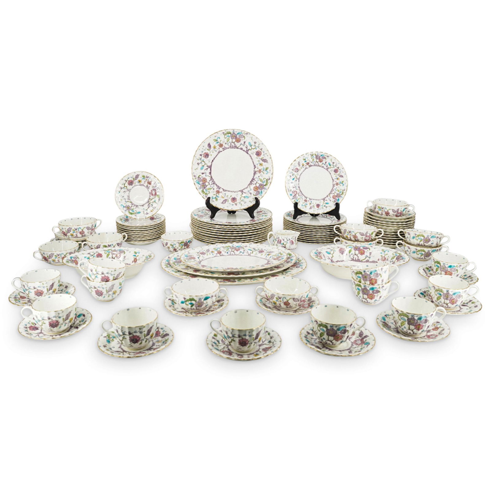 (91 Pc) Royal Worcester "Kashmir" Porcelain Dinnerware Set (1 of 12)