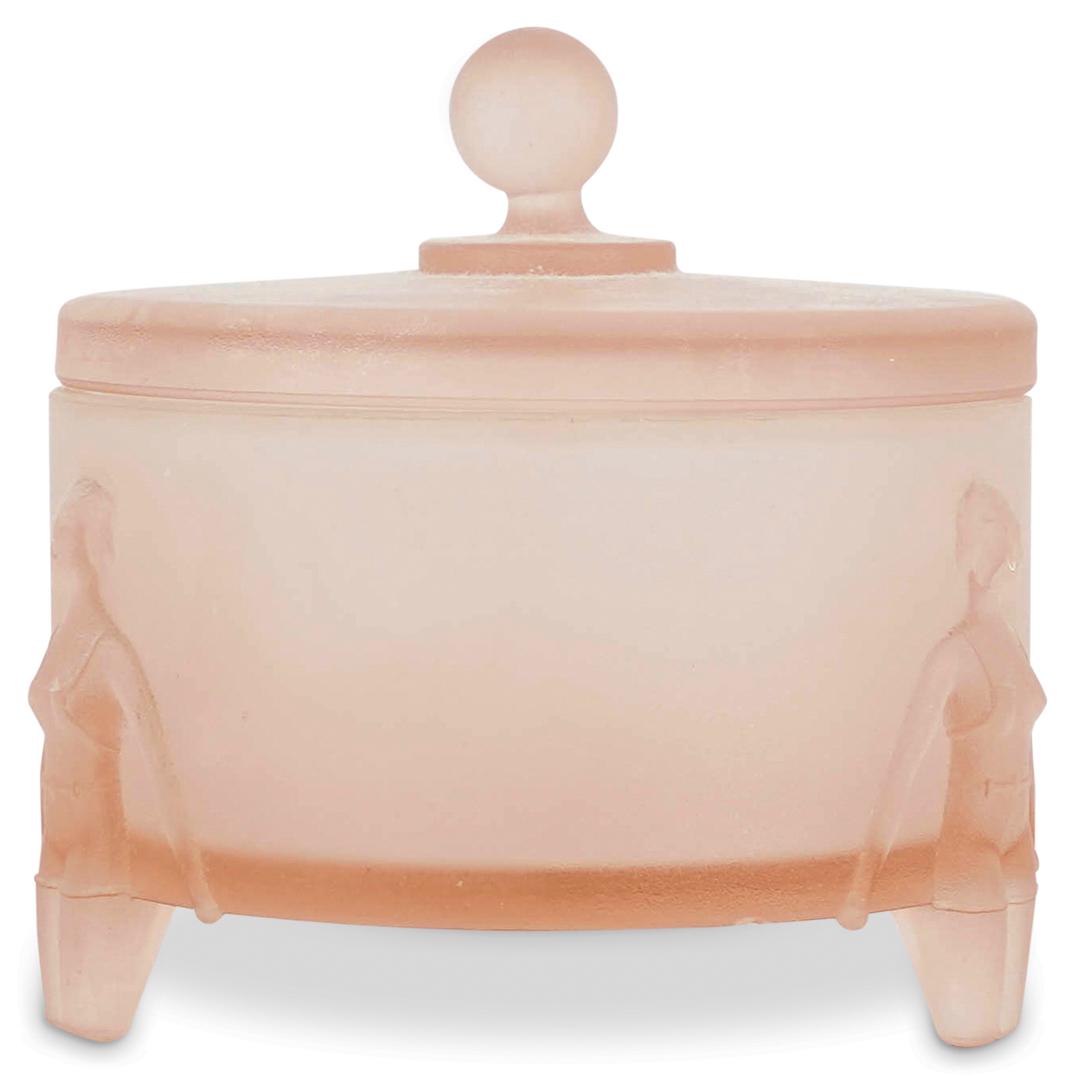 1930s Art Deco Pink Depression Glass Vanity Powder Box (1 of 5)