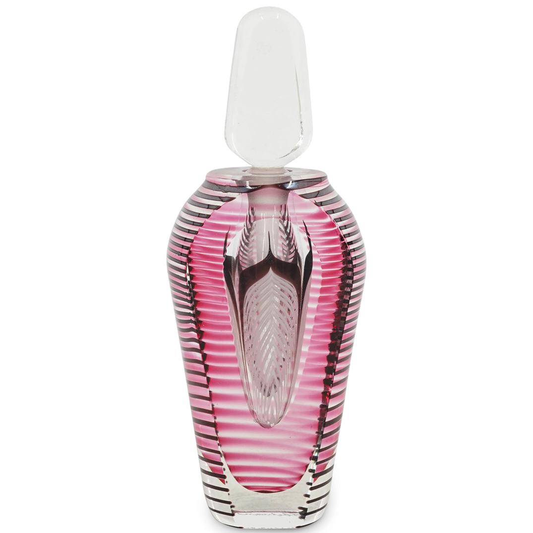 1985 Stuart Abelman Pulled Feather Art Glass Perfume Bottle (1 of 5)