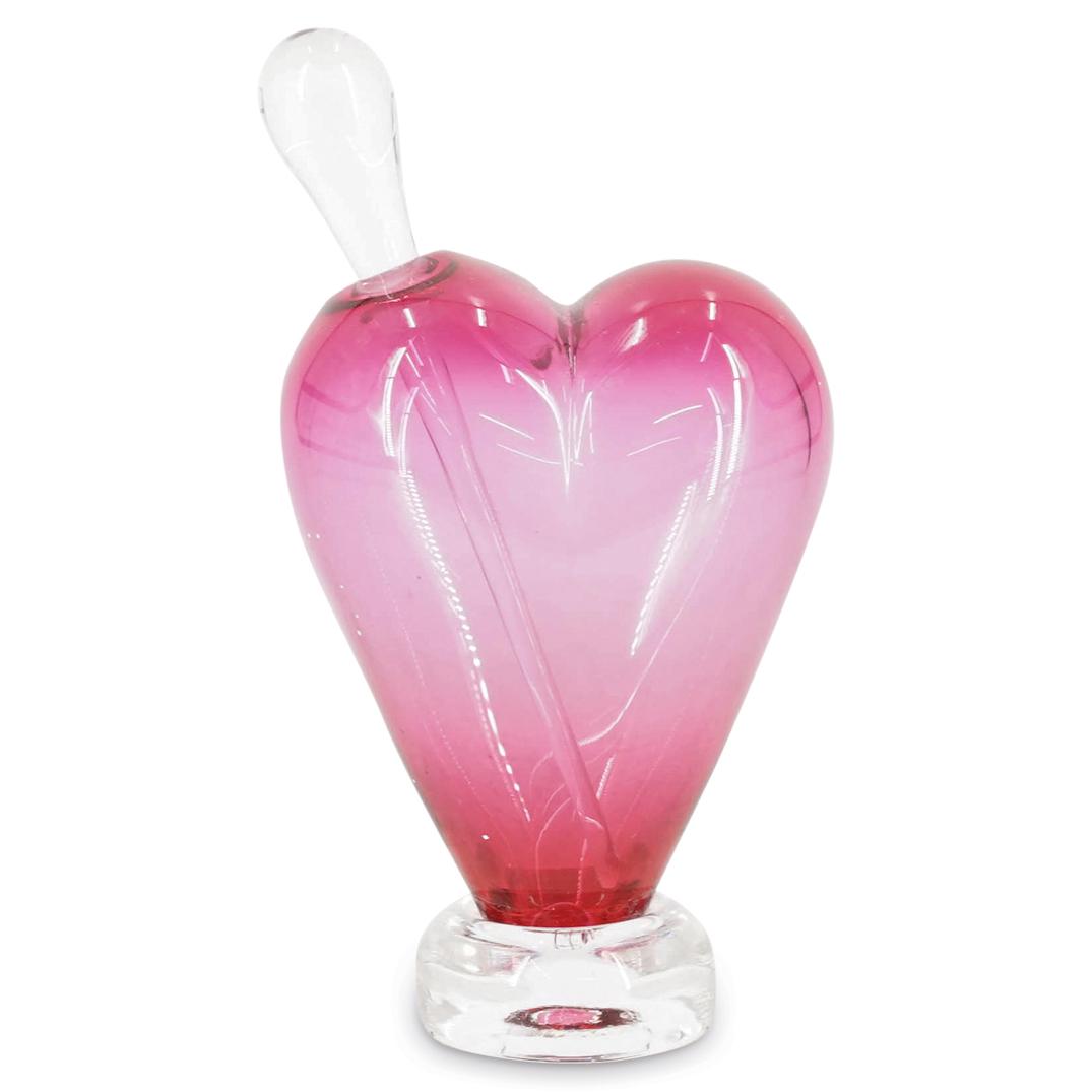1995 Lewis Olson Clear & Pink Art Glass Heart Perfume Bottle (1 of 3)
