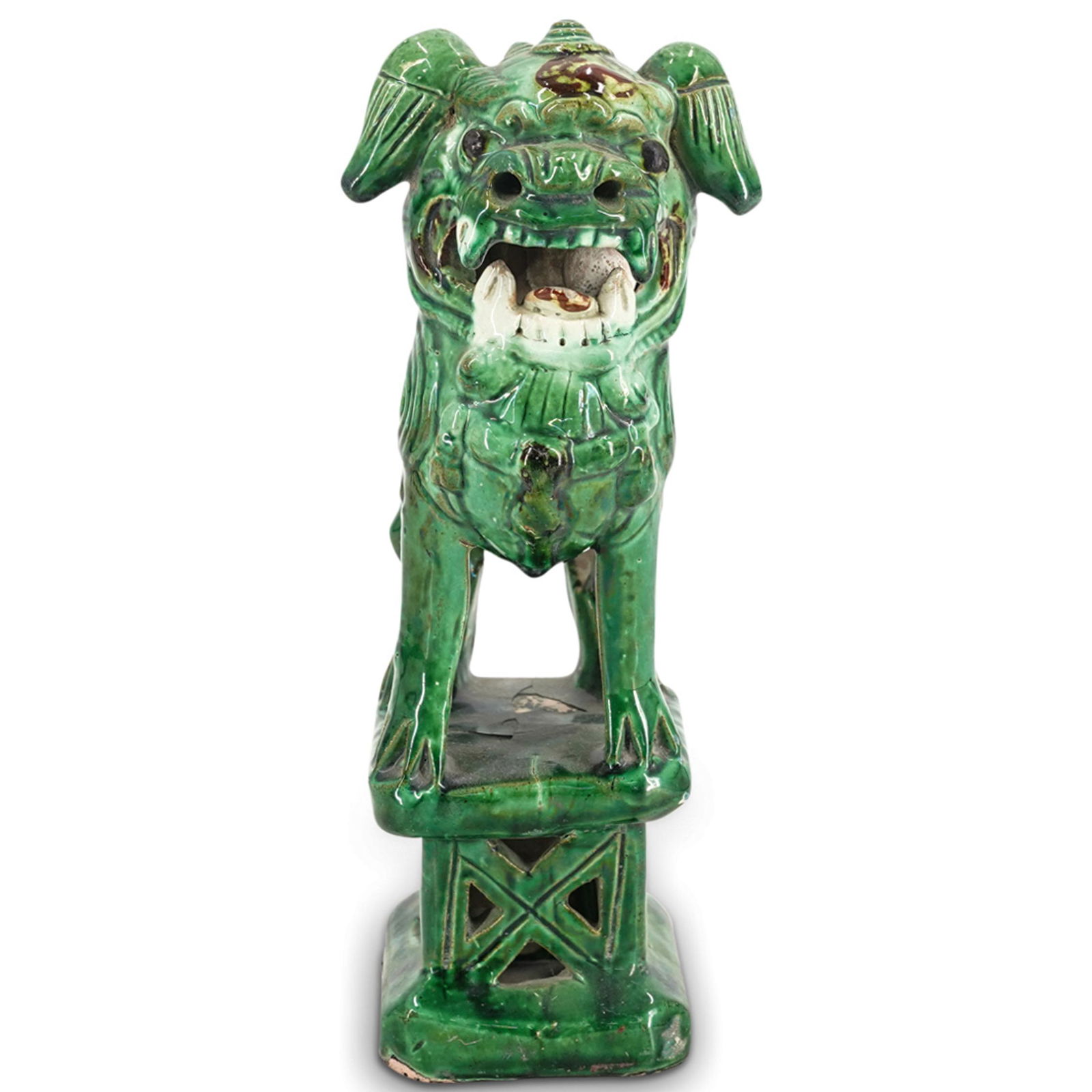 Chinese Ceramic Foo Dog Sculpture with Orb (1 of 6)