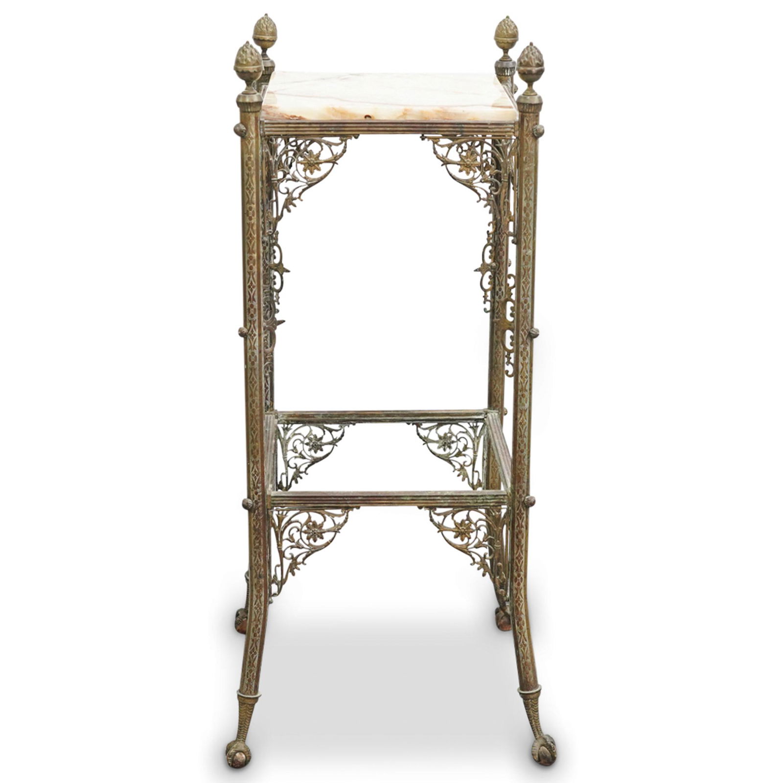 Antique Bronze Marble Top Pedestal (1 of 6)