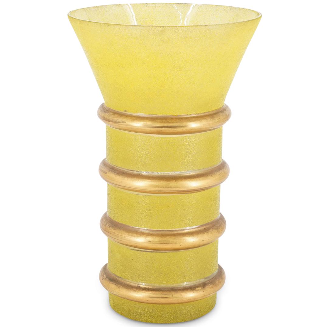 Mid Century Italian Murano Scavo Glass Vase (1 of 4)