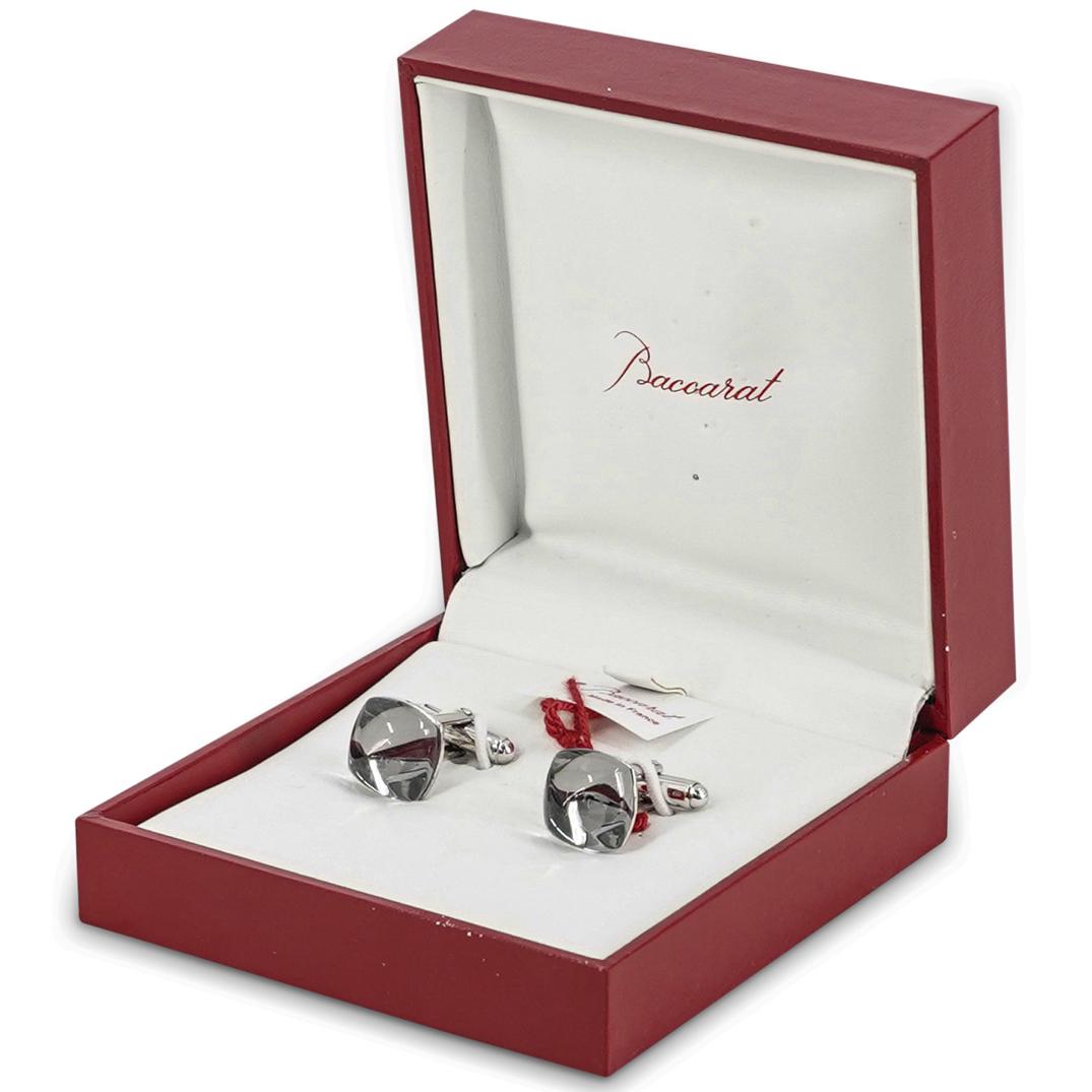 Baccarat Sterling Silver & Smoky Crystal Cufflinks (1 of 8)