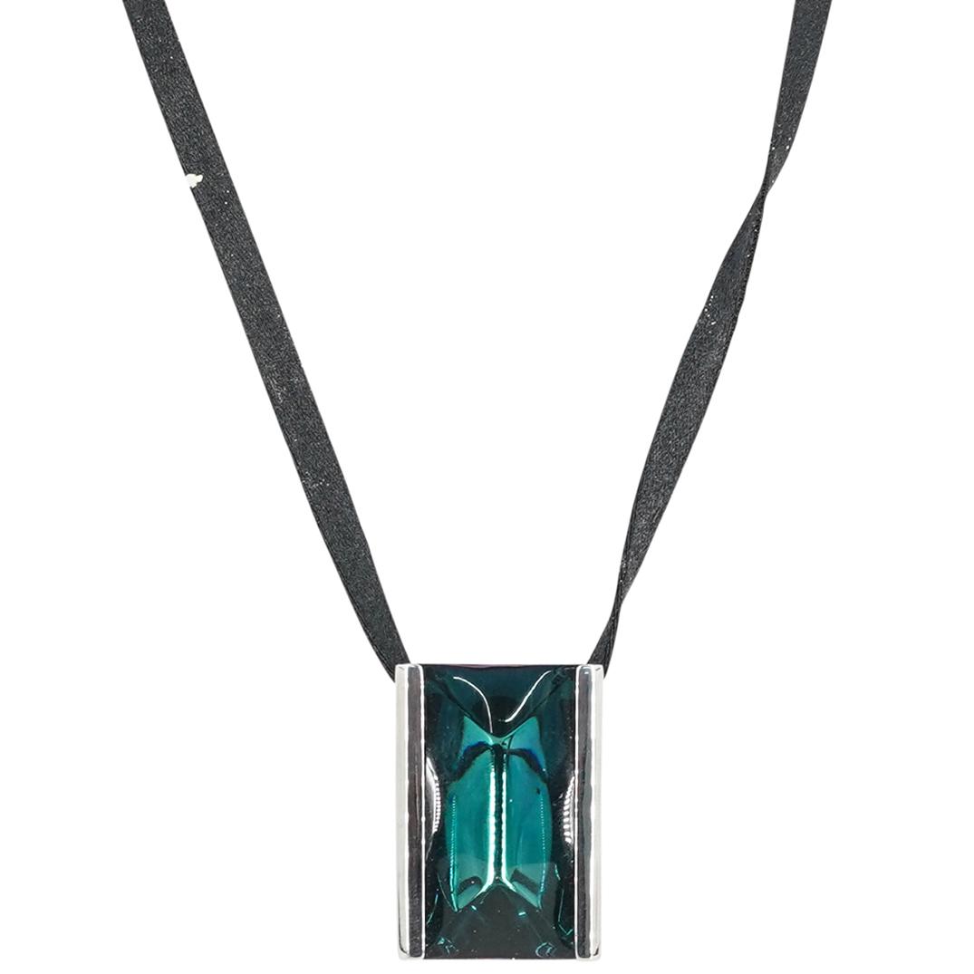 Baccarat Sterling Silver & Blue Green Crystal Pendant/Brooch (1 of 5)