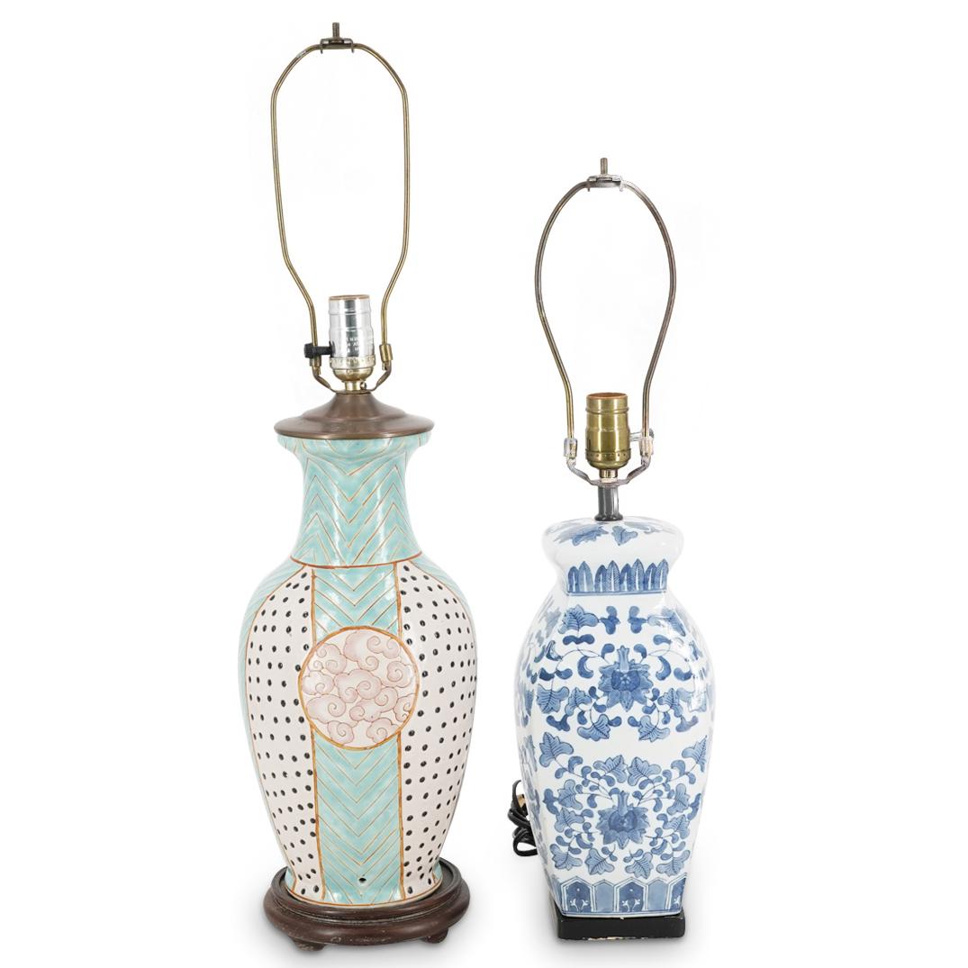 (2 Pc) Chinese Porcelain Hand Painted Table Lamps (1 of 5)