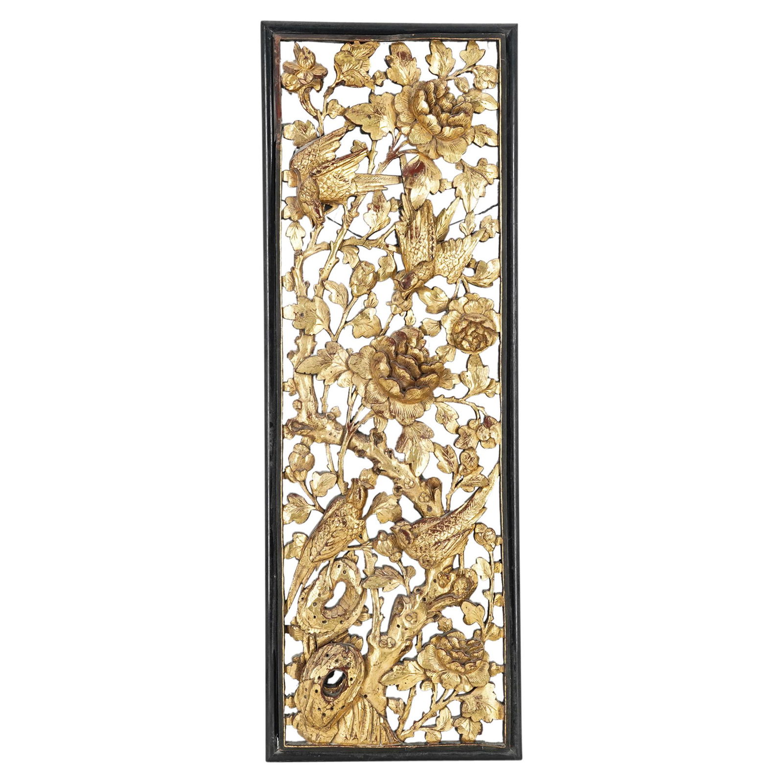 Antique Chinese Gilt Wood Carved Plaque (1 of 4)