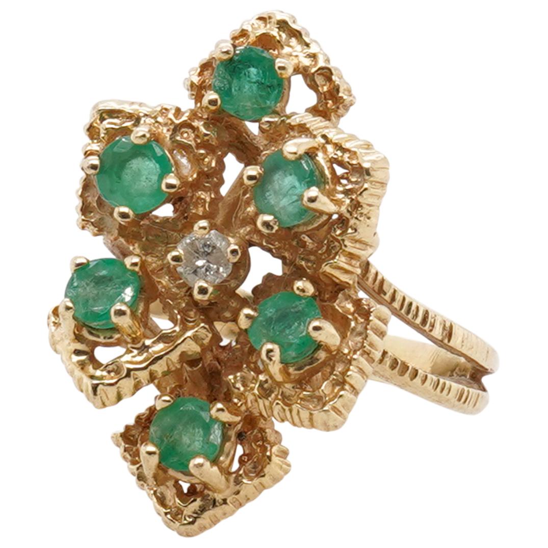 Vintage 14k Gold, Emerald and Diamond Ring (1 of 4)