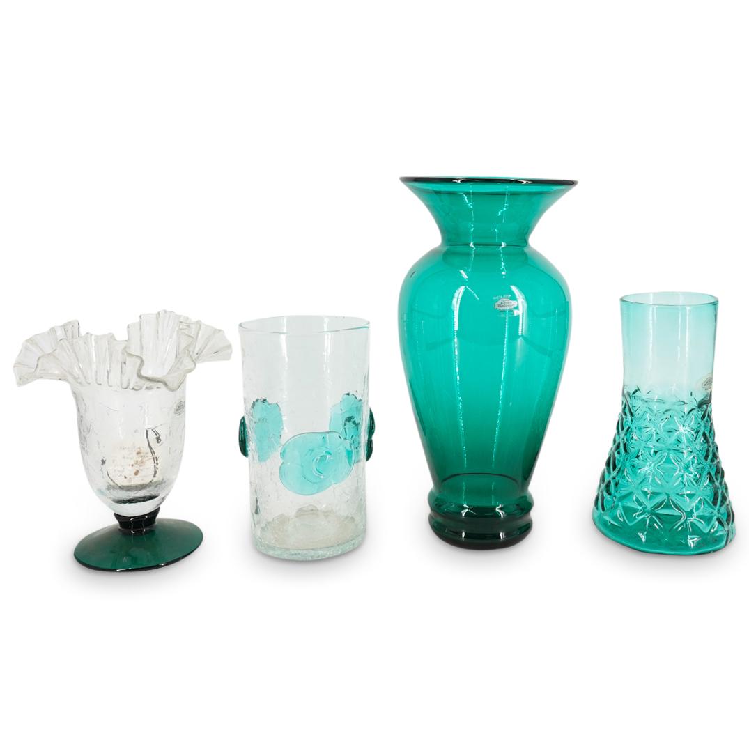 (4 Pc) Blenko Seafoam Green Glass Vessel Lot (1 of 13)