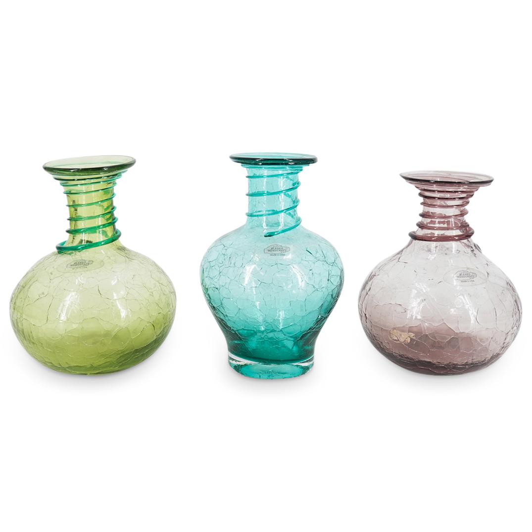 (3 Pc) Blenko Glass Vase Lot (1 of 7)
