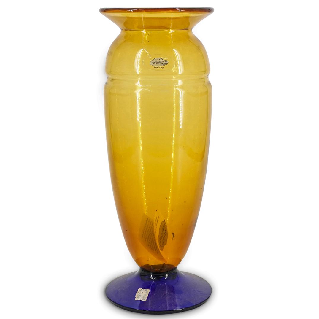 Blenko Amber Vase With Cobalt Foot (1 of 8)