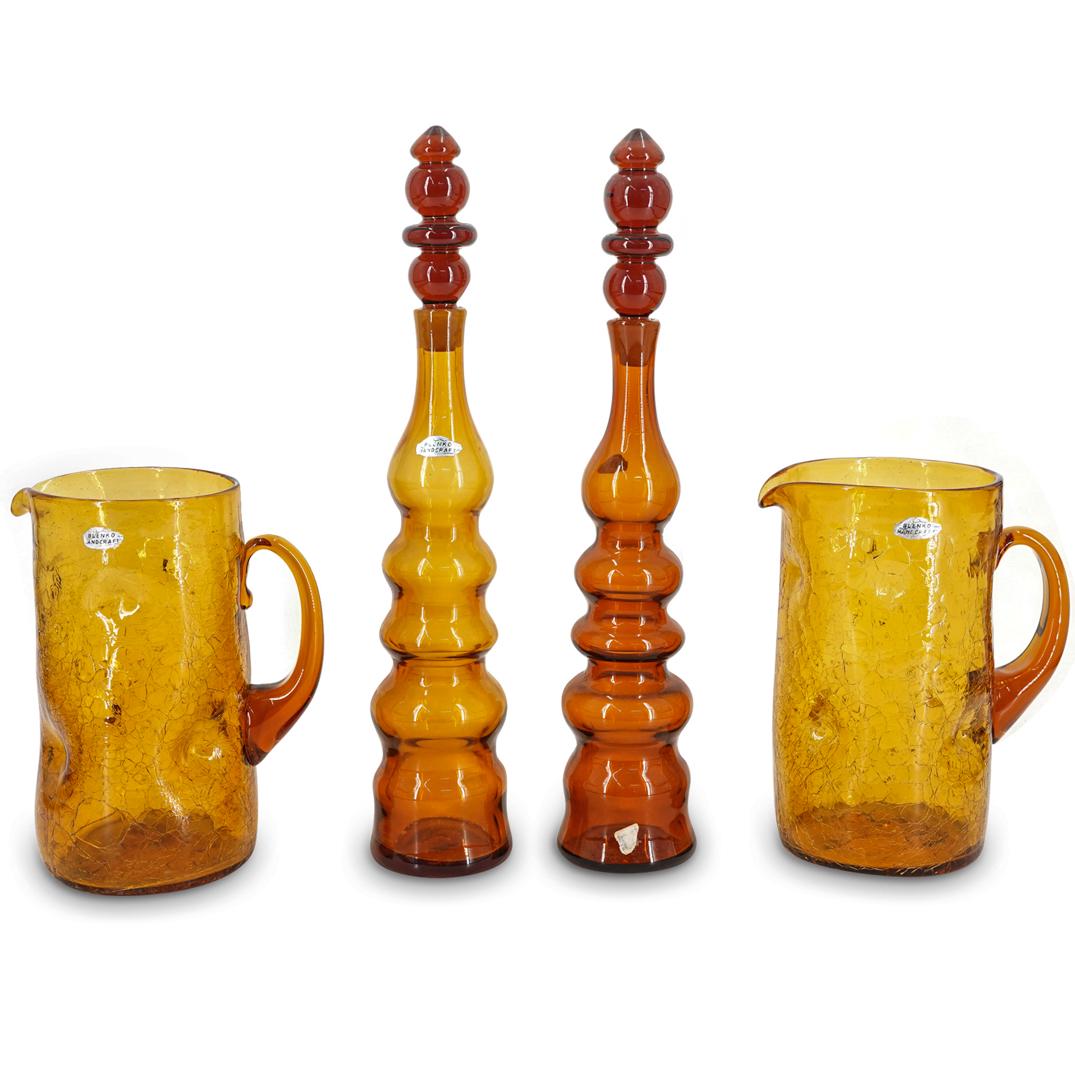 (4 Pc) Blenko Topaz Pitchers And Decanters (1 of 15)