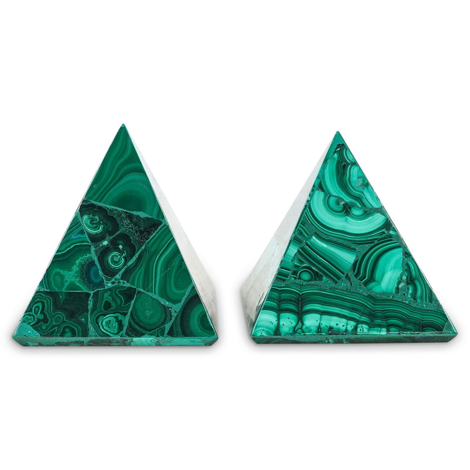 Pair Of Vintage Malachite Pyramids (1 of 7)