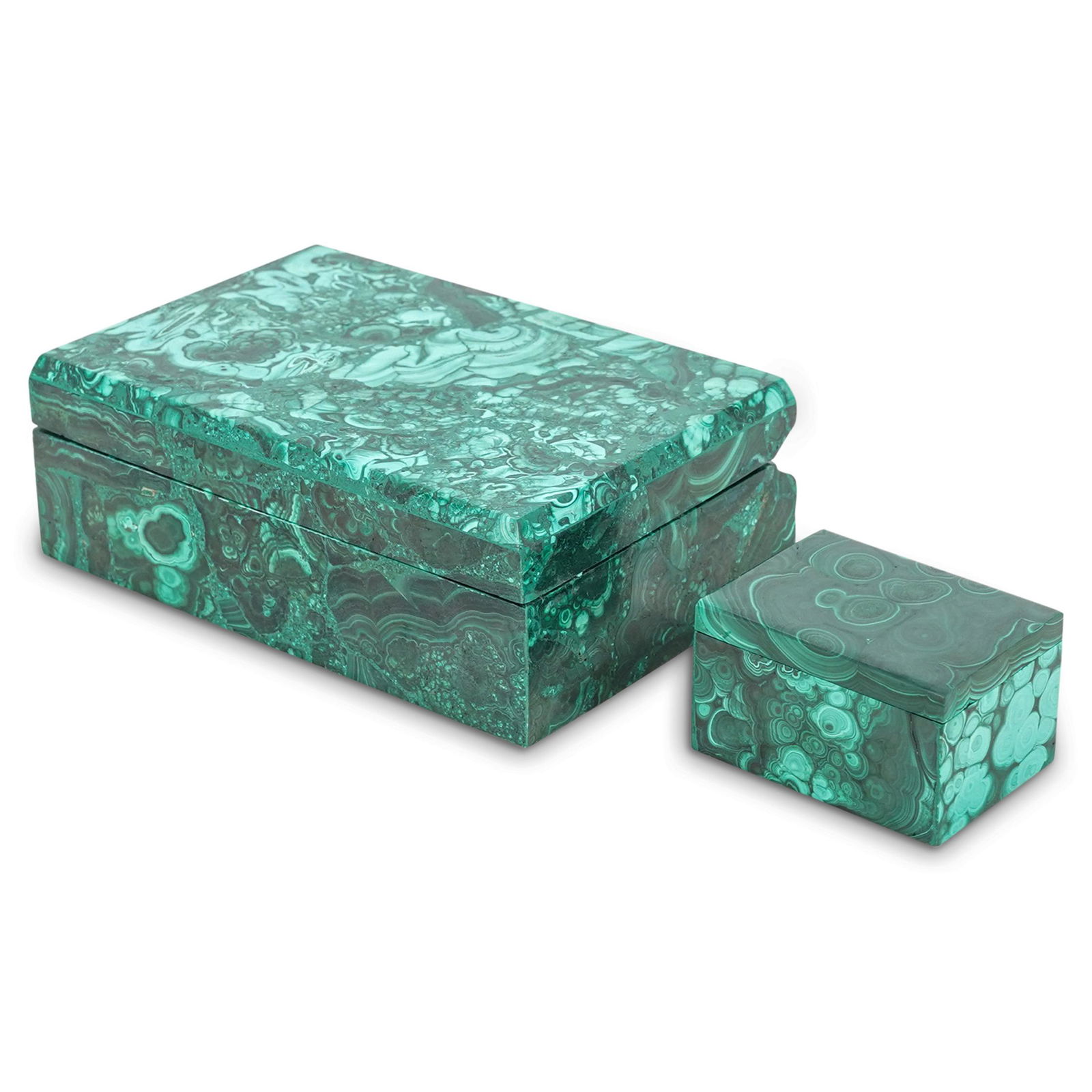 Pair Of Lidded Hinged Malachite Box (1 of 7)