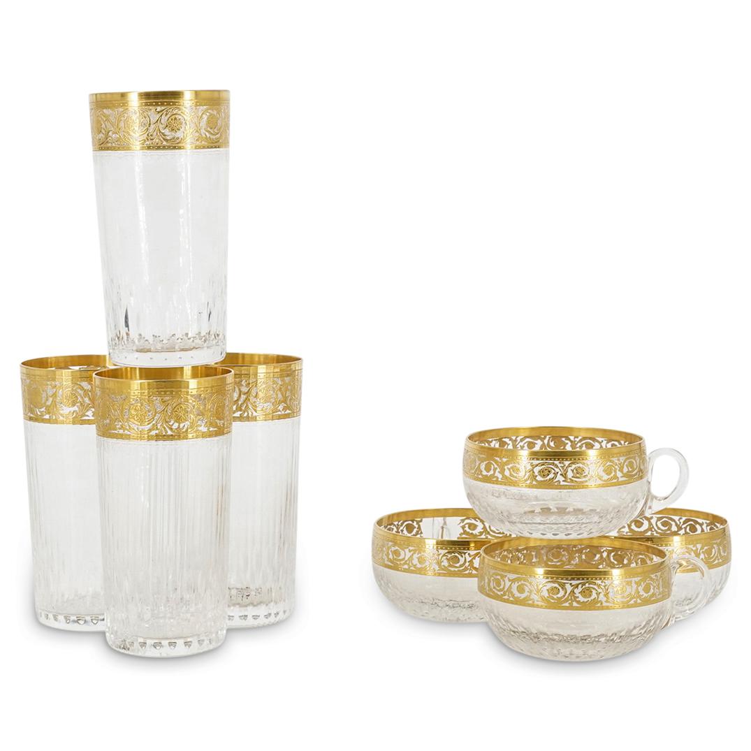 (8 Pc) Crystal Saint Louis "Thistle Gold" Stemware Grouping Set (1 of 6)