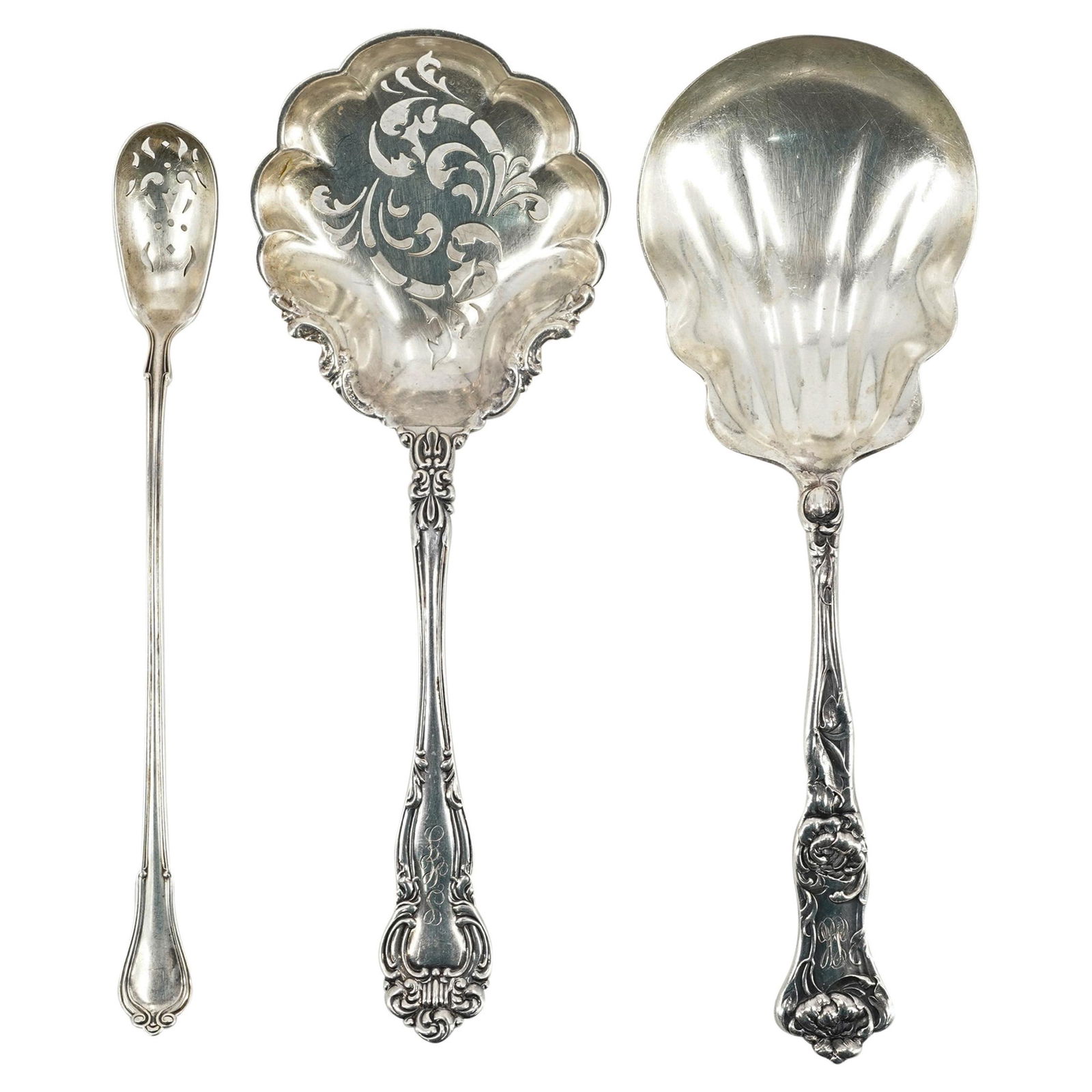 (3 Pc) Antique Sterling Silver Spoons (1 of 12)