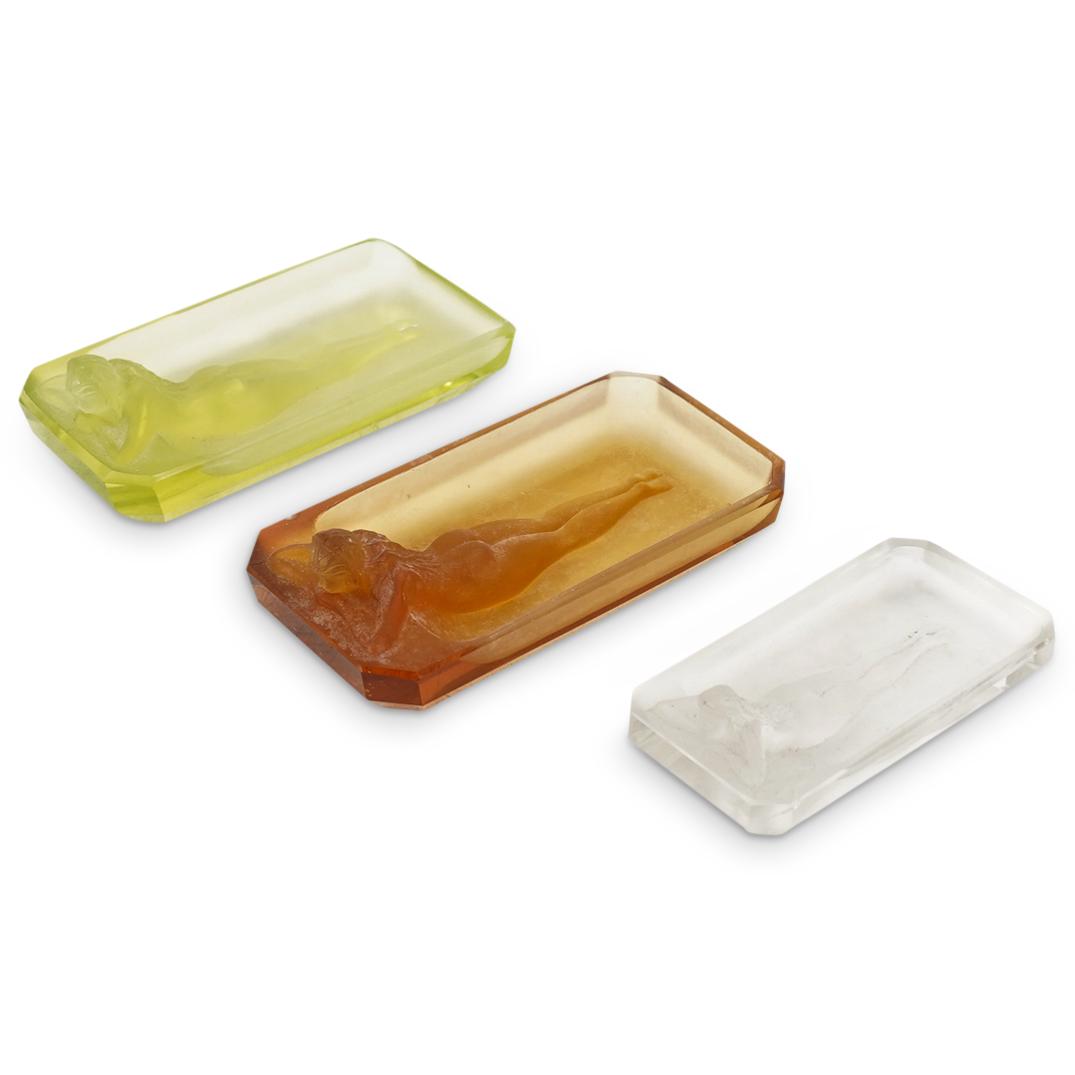 (3 Pc) Art Deco Heinrich Hoffman "Meditation" Glass Pin Trays (1 of 5)