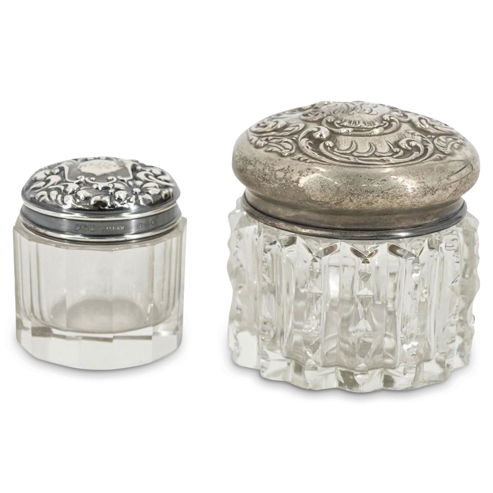 Pair Of Sterling Silver And Crystal Gorham Vanity Jars (1 of 7)