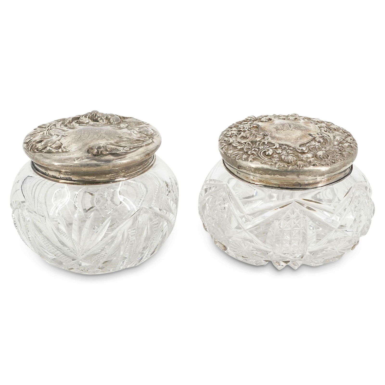 Pair Of Sterling Silver And Crystal Vanity Jars (1 of 8)