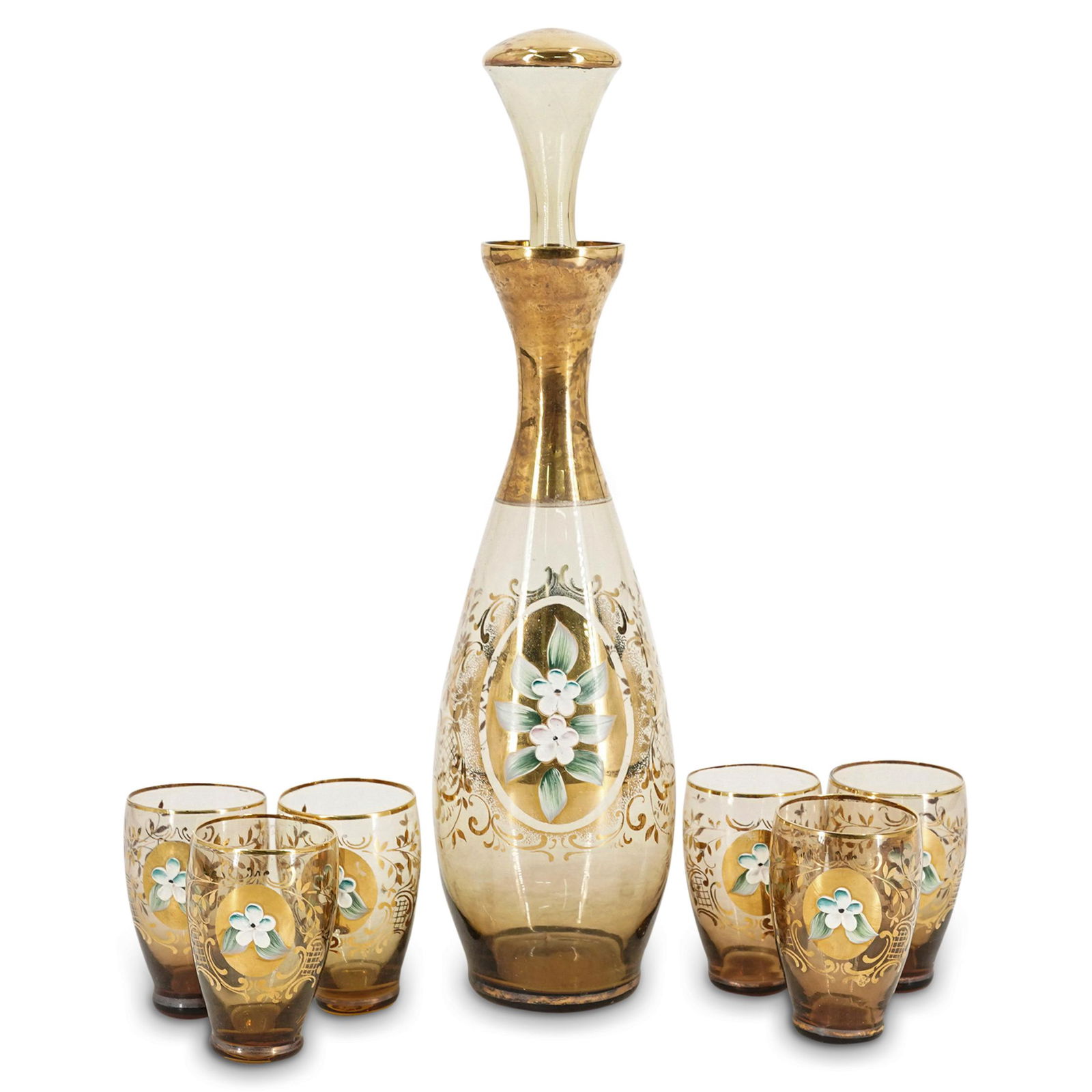 (7 Pc) Bohemia Glassware Decanter & Cordial Glasses Set (1 of 7)