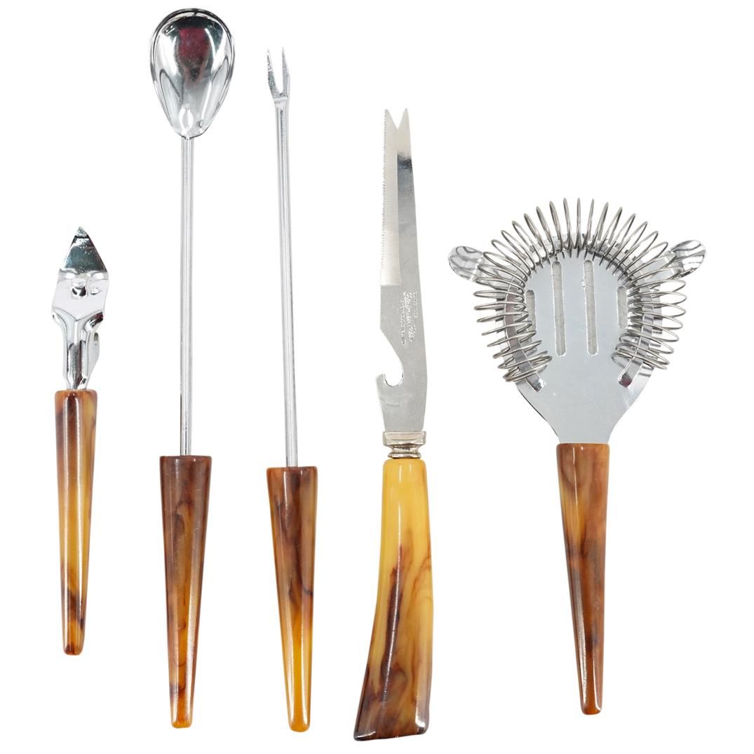 (5 Pc) Wooden & Bakelite Handle Bar Tool Set (1 of 10)