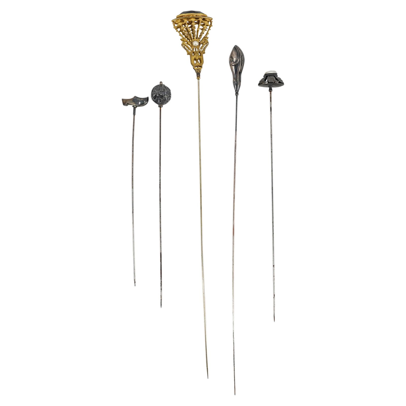 (5 Pc) Silver And Pearl Hat Pin Lot (1 of 7)