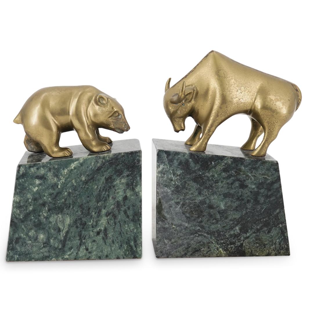 Bronze Financial District Bear And Bull Sculptures (1 of 6)