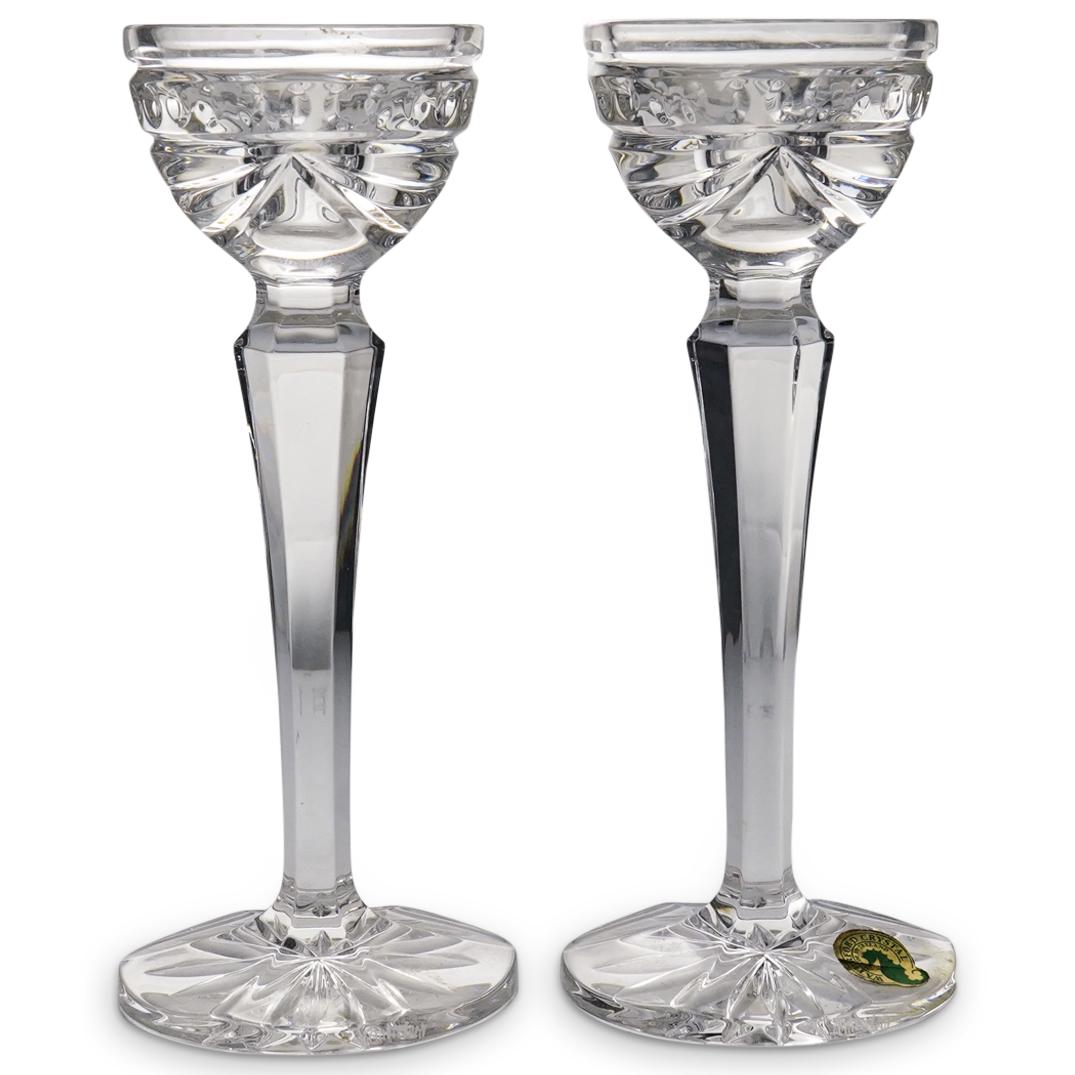 (2 Pc) Waterford Crystal 8" Large "Overture" Candlesticks (1 of 6)