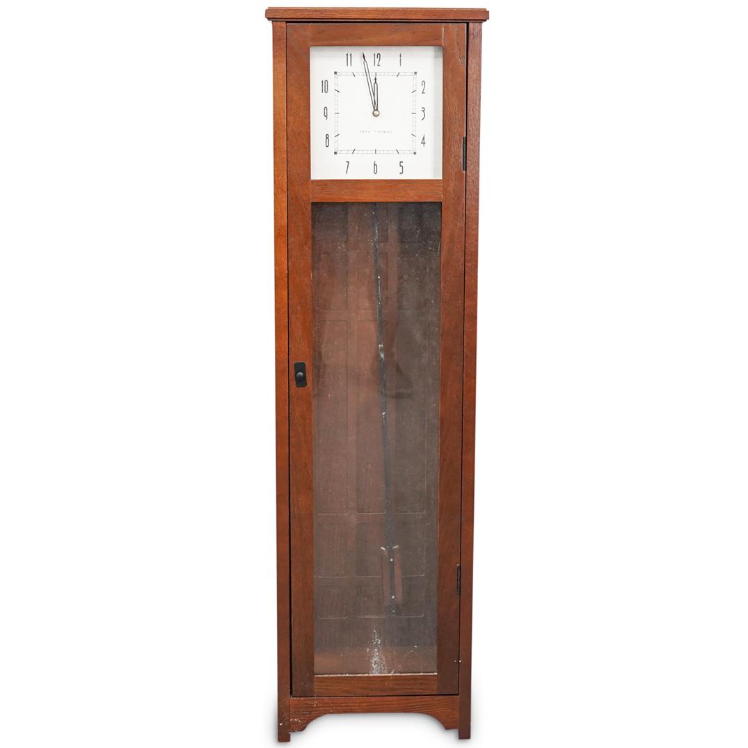 Seth Thomas Manchester Westminster Model 4700 Grandfather Clock: DESCRIPTION: Seth Thomas Manchester Westminster model 4700 Pendulum Floor/Wall Large Clock.. Solid Walnut with glass front and side panels. CIRCA: Mid to Late 20th Century ORIGIN: USA DIMENSIONS: H: 4
