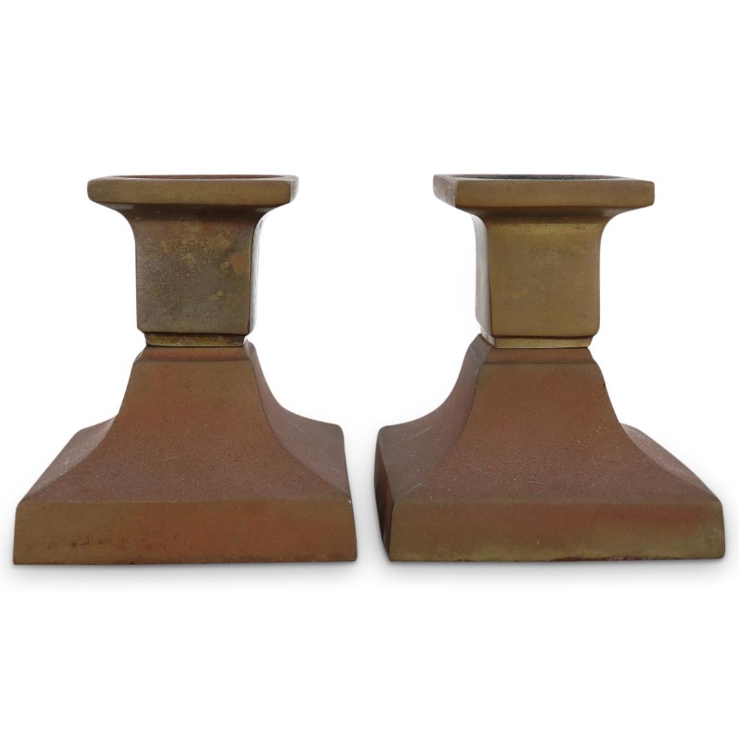 Art & Crafts Bronze Candlestick Holders (1 of 5)