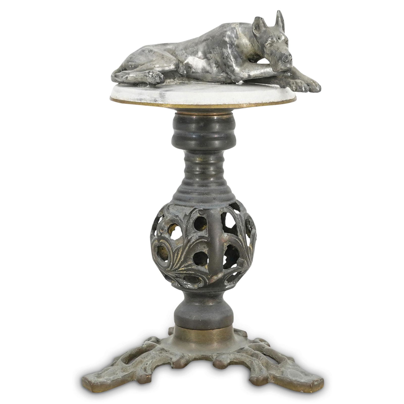 Silvered Bronze Great Dane Figurine on Pedestal (1 of 6)