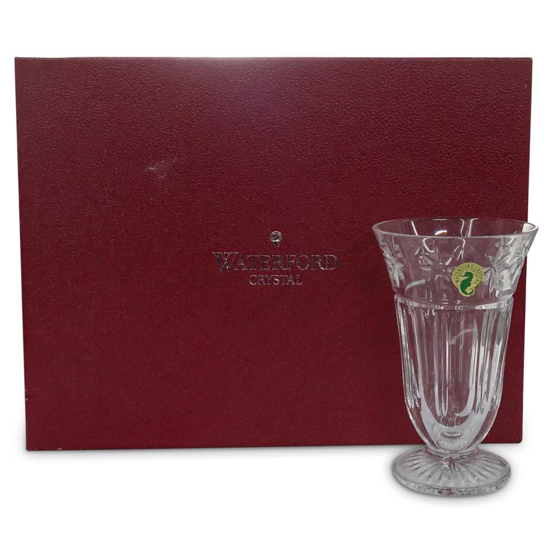 Waterford Crystal Christmas Vase W/ Bouquet: DESCRIPTION: (1 Pc) A Waterford crystal christmas vase with christmas bouquet. With original Waterford packaging. Marked with engraved "Waterford" hallmark. CIRCA: 20th Century ORIGIN: Ireland. DIMENS