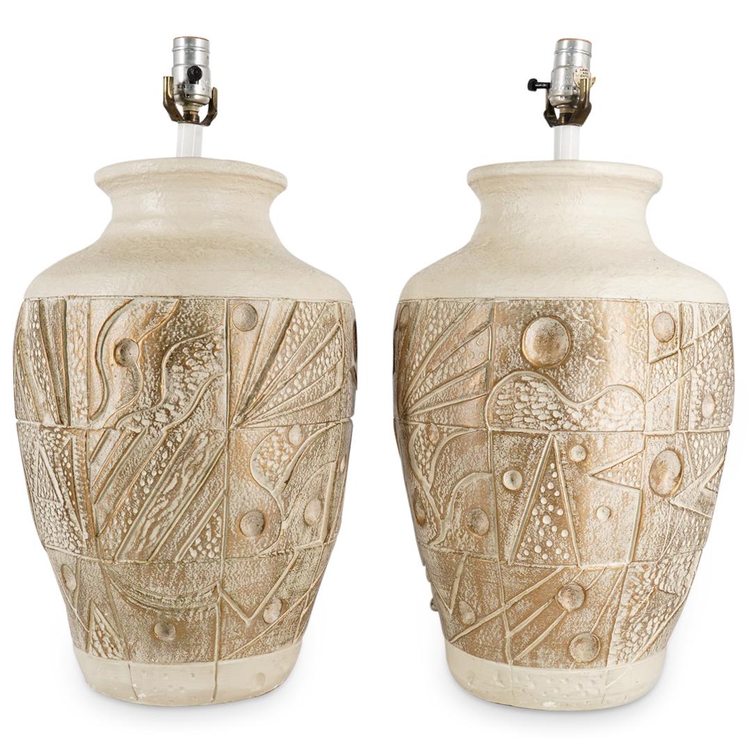 (2 Pc) Mid Century Ceramic Table Lamps (1 of 7)