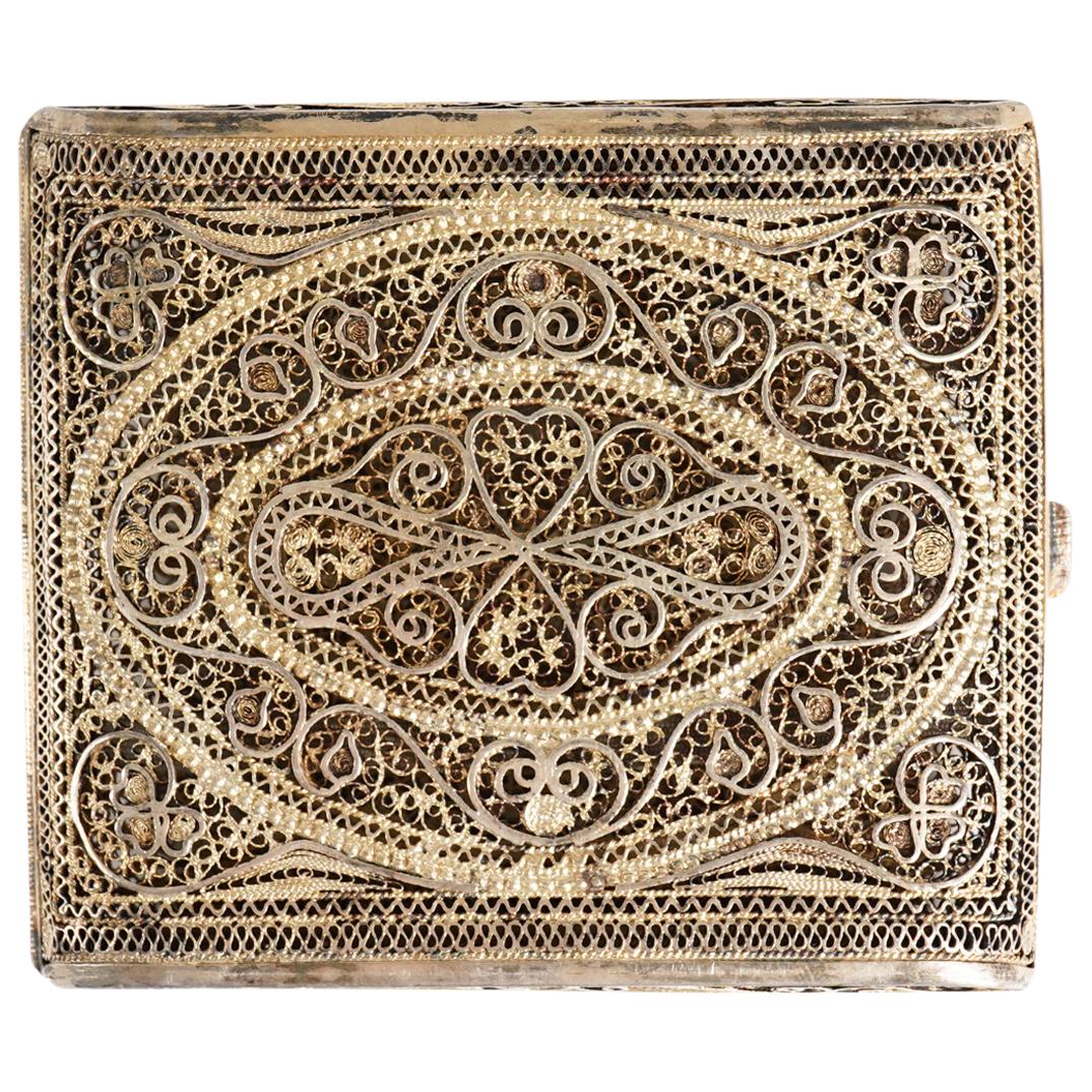Antique Persian Gilt Silver Filigree Cigarette Case (1 of 6)