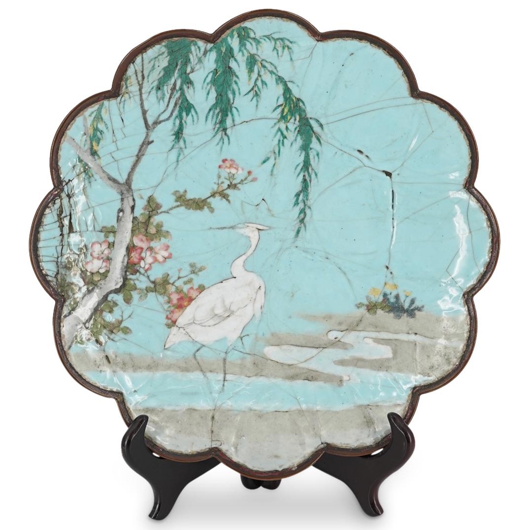 Antique Japanese Enamel Copper Decorative Dish (1 of 5)