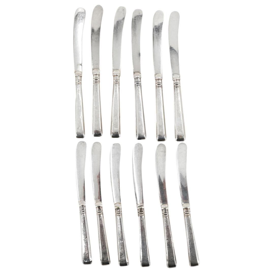 (12Pc) Vintage English Sterling Silver Dinner Knife Set (1 of 4)